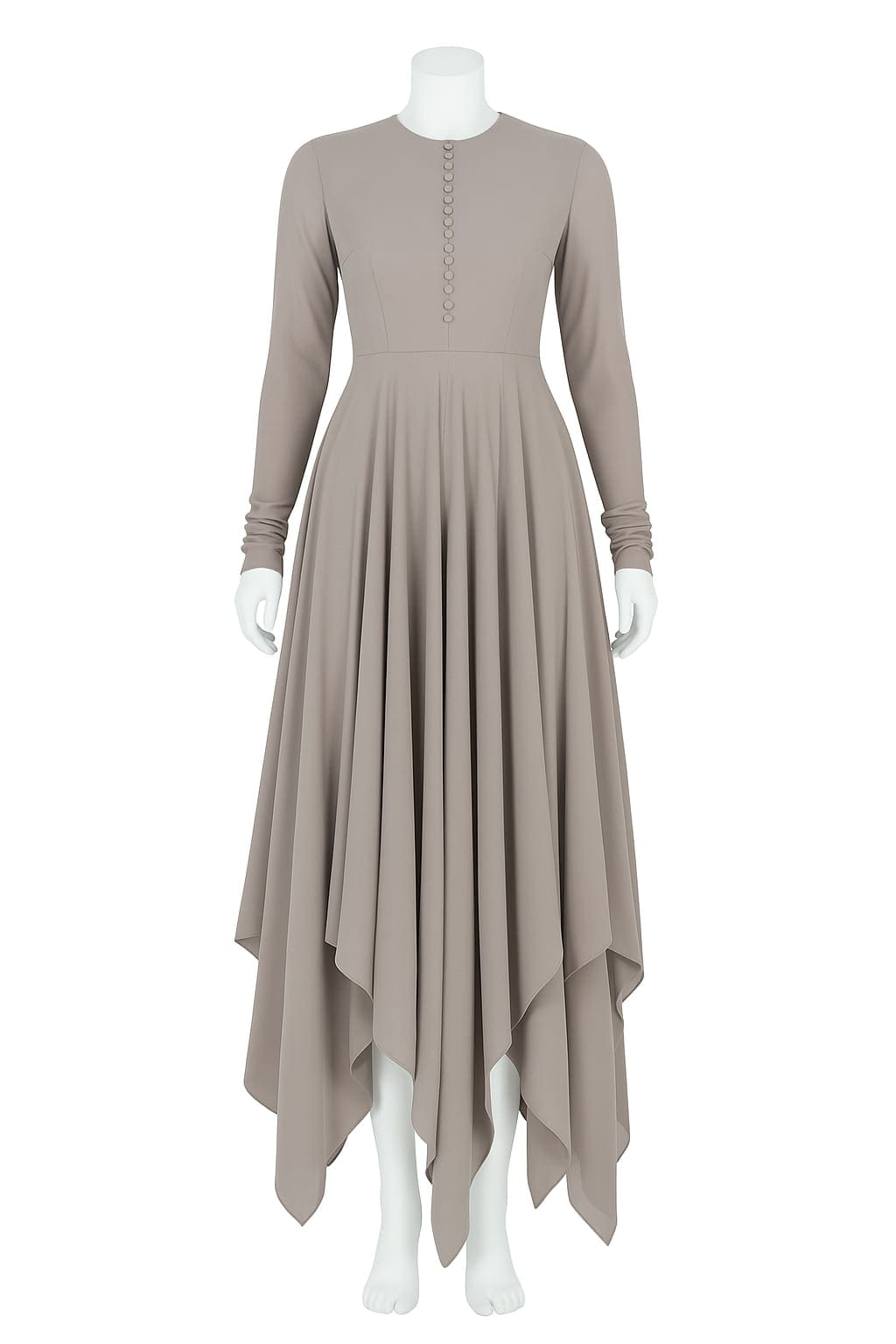 Mehlish Fashion Brand – Flowy Handkerchief Hem Maxi Dress